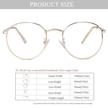HJSTES Round Blue Light Glasses for Women Men Retro Circle Clear Lens Metal Frame Eyeglasses (Rose Gold)