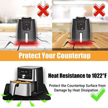 Amerbro Heat Resistant Mats for Countertop - Fireproof 15x18 in Heat Resistant Mats for Air Fryer - Kitchen Countertop Protector Hot Pad for Air Fryer, Coffee Maker, Stand Mixer, Oven 2PCS - Black