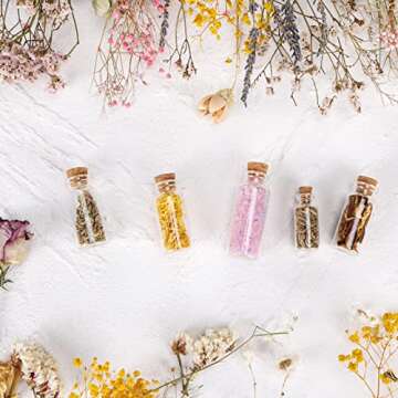 CUCUMI 44pcs Mini Glass Bottles with Cork Stoppers, 20ml Capacity, 50 Eye Screws, 30m Twine, Funnels, Perfect for Wedding Favors, Halloween Decorations, Miniature Art, Storage Accessories