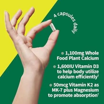 Garden of Life Raw Calcium Supplement for Women and Men - Vitamin Code Made from Whole Foods with Magnesium, K2, Vitamin D3 and Vitamin C, for Bone Strength, Probiotics for Digestion, 120 Capsules