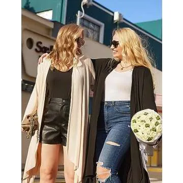 Women's Plus Size Cardigan Long Sleeve Duster Open Front Drape Lightweight Long Cardigans (Black, 4XL)