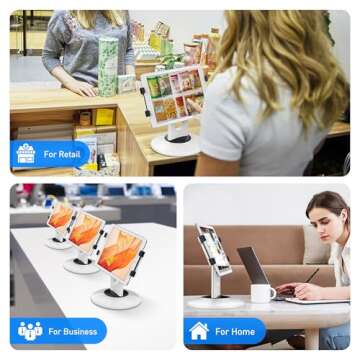 AboveTEK Retail Kiosk iPad Stand, 360° Rotating Commercial POS Tablet Stand, Fits 6"-13" (Screens) ...