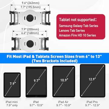 AboveTEK Retail Kiosk iPad Stand, 360° Rotating Commercial POS Tablet Stand, Fits 6"-13" (Screens) iPad Mini Pro-Business Swivel Tablet Holder, for Store Office Reception Kitchen Desktop (White)