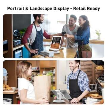 AboveTEK Retail Kiosk iPad Stand, 360° Rotating Commercial POS Tablet Stand, Fits 6"-13" (Screens) iPad Mini Pro-Business Swivel Tablet Holder, for Store Office Reception Kitchen Desktop (White)