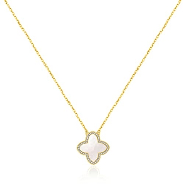 AMIREUX CZ Floral Pendant Necklaces 14K Gold Filled Dainty Chain Minimalist Simple Tiny Cute Floral ...