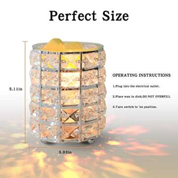 LA BELLEFÉE Wax Warmer,Electric Wax Melt Warmer for Scented Wax,Wax Cubes Melting Lamp Wrought Iron Crystal Wax Burner for Home Decor Bedroom Living Room,Flameless Candle Wax Warmer
