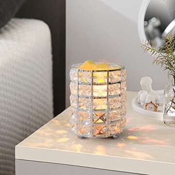 LA BELLEFÉE Wax Warmer,Electric Wax Melt Warmer for Scented Wax,Wax Cubes Melting Lamp Wrought Iron Crystal Wax Burner for Home Decor Bedroom Living Room,Flameless Candle Wax Warmer