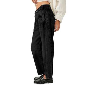 ALLABREVE Barrel Jeans for Women Trendy High Waisted Wide Leg Y2k Baggy Boyfriend Jeans Mid Rise Den...