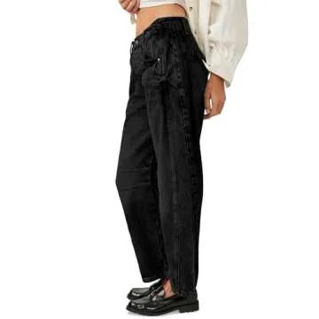 ALLABREVE Barrel Jeans for Women Trendy High Waisted Wide Leg Y2k Baggy Boyfriend Jeans Mid Rise Den...