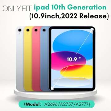 TNP Case for iPad 10th Generation Case 2022-10.9 inch iPad Case with Pencil Holder and Trifold Smart...