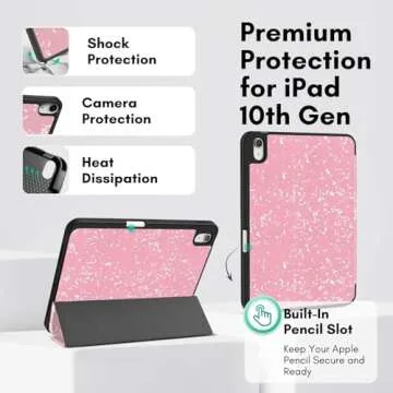 TNP Case for iPad 10th Generation Case 2022-10.9 inch iPad Case with Pencil Holder and Trifold Smart Stand Cover - Protective TPU Case for 10th Gen iPad, Auto Sleep/Wake, Composition Book Pink