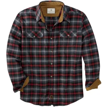 Legendary Whitetails Men's Flannel Shirt - Crimson Graphite Plaid - Large