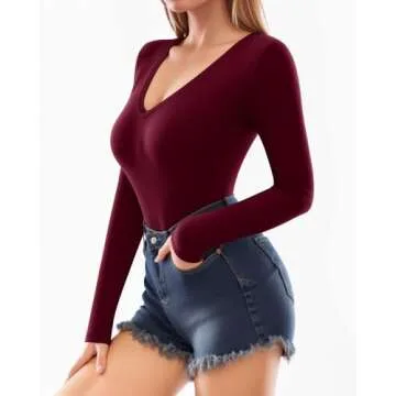 MANGOPOP Deep V Neck Long Sleeve Shirts - Comfort Meets Style for Women