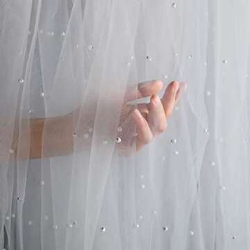 10ft Pearl Table Runner 2 Pieces Gauze Chiffon White Pearl Wedding Arch Decorations Table Line for Romantic Bridal Shower Table Dinner Decoration for Wedding Holiday Party Birthday, White, 64 x 120 In