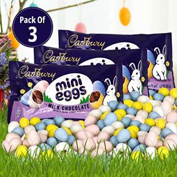 Cadbury Mini Eggs Easter Chocolates – 3-Pack Chocolate Milk Candy Bags for Kids, Holidays, Dessert...