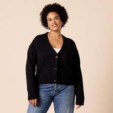 Amazon Essentials Women's Relaxed Fit V-Neck Cropped Cardigan