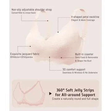 Gailife Scalloped Womens Bras No Underwire Wireless Seamless Bra Push Up Bralette Full Coverage Comfort Raceback Everyday Bra -PK,M Pink