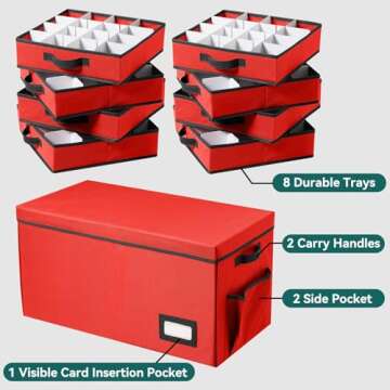 Peyulia Christmas Ornament Storage Box with 128 Capacity