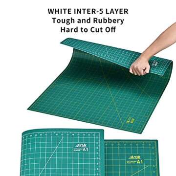 ArtAt Self Healing Cutting Mat: 24 x 36 inch Green Large 5-Ply Double-Sided Durable Non-Slip PVC Cutting Mat for Sewing Quilting Scrapbooking Art & Crafts projects…