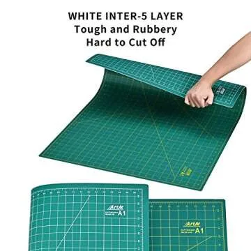 ArtAt Self Healing Cutting Mat: 24 x 36 inch Green Large 5-Ply Double-Sided Durable Non-Slip PVC Cutting Mat for Sewing Quilting Scrapbooking Art & Crafts projects…
