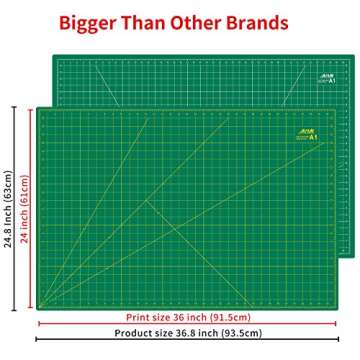 ArtAt Self Healing Cutting Mat: 24 x 36 inch Green Large 5-Ply Double-Sided Durable Non-Slip PVC Cutting Mat for Sewing Quilting Scrapbooking Art & Crafts projects…