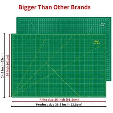 ArtAt Self Healing Cutting Mat: 24 x 36 inch Green Large 5-Ply Double-Sided Durable Non-Slip PVC Cutting Mat for Sewing Quilting Scrapbooking Art & Crafts projects…