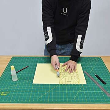 ArtAt Self Healing Cutting Mat: 24 x 36 inch Green Large 5-Ply Double-Sided Durable Non-Slip PVC Cutting Mat for Sewing Quilting Scrapbooking Art & Crafts projects…