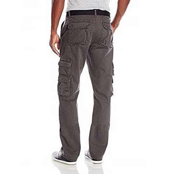 Wrangler Authentics Men's Premium Relaxed Fit Straight Leg Cargo Pant, Anthracite Twill, 34W X 32L
