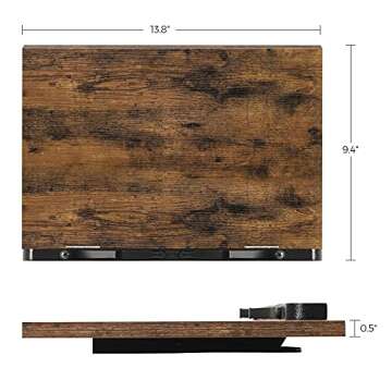 SONGMICS Cookbook Stand, Foldable Cookbook Holder, Recipe Book Holder with Clips, 5-Angle Adjustable, for Kitchen, Rustic Brown ULLD112B01