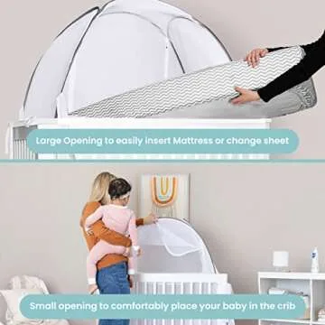 Pro Baby Safety Pop Up Crib Tent, Fine Mesh Crib Netting Cover to Keep Baby from Climbing Out, Prevent Falls and Mosquito Bites, Safety Net Canopy - Sturdy & Stylish Infant Crib Topper