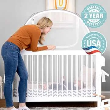 Pro Baby Safety Pop Up Crib Tent, Fine Mesh Crib Netting Cover to Keep Baby from Climbing Out, Prevent Falls and Mosquito Bites, Safety Net Canopy - Sturdy & Stylish Infant Crib Topper