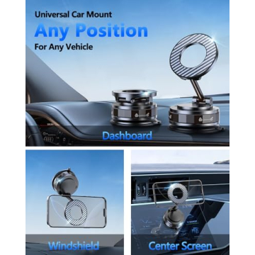 Vacuum Magnetic Car Phone Holder for Mag-Safe with Ultra Suction & 360° Adjustability