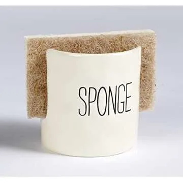 Mud Pie Kitchen Dish Sponge Holder Caddy, Off White