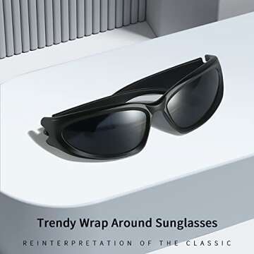 Dollger Trendy Wrap Around Sunglasses Women men Y2k Fashion Sporty Silver Shades Vintage Oval 90s Futuristic Sun Glasses Pack