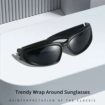 Dollger Trendy Wrap Around Sunglasses Women men Y2k Fashion Sporty Silver Shades Vintage Oval 90s Futuristic Sun Glasses Pack