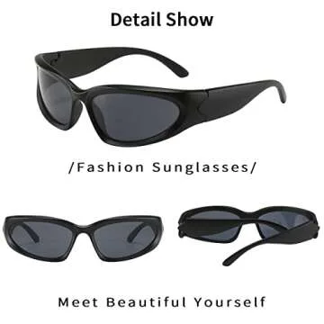 Dollger Trendy Wrap Around Sunglasses Women men Y2k Fashion Sporty Silver Shades Vintage Oval 90s Futuristic Sun Glasses Pack