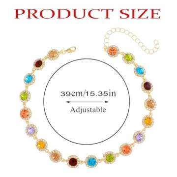 ACEDRE Colorful Crystal Choker Necklace Sparkly Rhinestone Chokers Necklaces Gold Chain Party Prom Neck Jewelry for Women (1-Colorful)