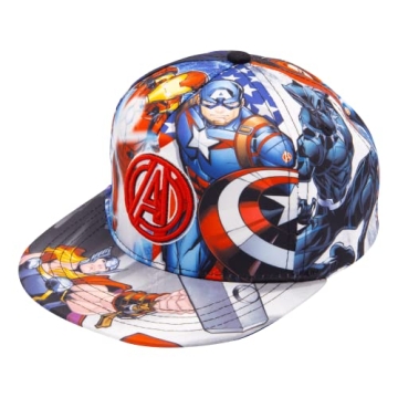Marvel Avengers Flat Brim Baseball Cap - Captain America, Hulk, Ironman for Boys 5-15