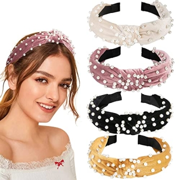 Chic Allucho Pearl Headbands for Women, 4-Pack Hair Accessories