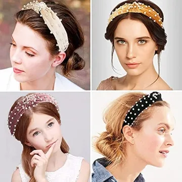 Chic Allucho Pearl Headbands for Women, 4-Pack Hair Accessories