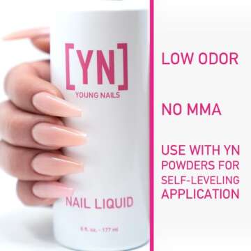 Young Nails Liquid Nail Monomer for Acrylic Nail Powder - Professional Liquid Monomer, Acrylic Nails...