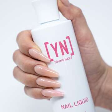 Young Nails Liquid Nail Monomer for Acrylic Nail Powder - Professional Liquid Monomer, Acrylic Nails At Home, Low Odor, MMA Free, Non-Yellowing, 6 oz