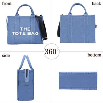 JQWSVE Canvas Tote Bags for Women Handbag Tote Purse with Zipper Canvas Crossbody Bag for Office, Travel
