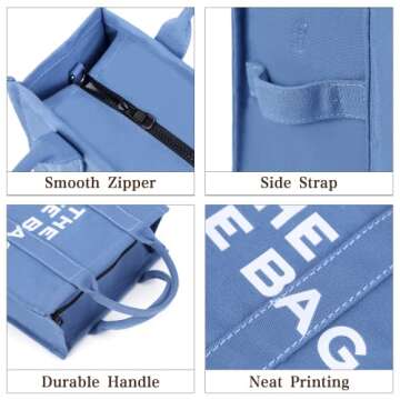 JQWSVE Canvas Tote Bags for Women Handbag Tote Purse with Zipper Canvas Crossbody Bag for Office, Travel