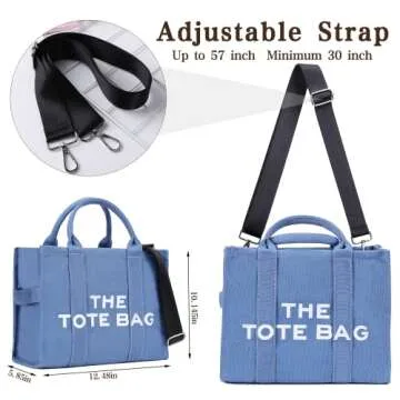 JQWSVE Canvas Tote Bags for Women Handbag Tote Purse with Zipper Canvas Crossbody Bag for Office, Travel