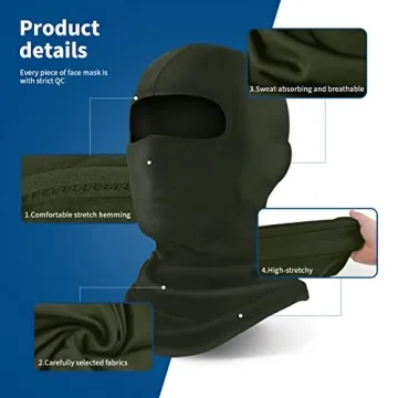 YESLIFE Army Green Ski Mask for Men & Women