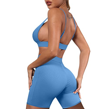 Ekaliy Women's Ribbed Crop Tank and Shorts Set