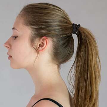 Black Elastic Hair Ties for Women and Girls, Funtopia 30 Pcs No Metal No Slip Braided Ponytail Holders for Thick and Medium Hair