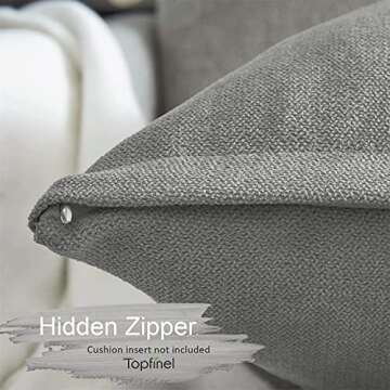 Top Finel Gray Decorative Throw Pillow Covers Large Soft Chenille Pillow Covers Solid Euro Pillowcas...