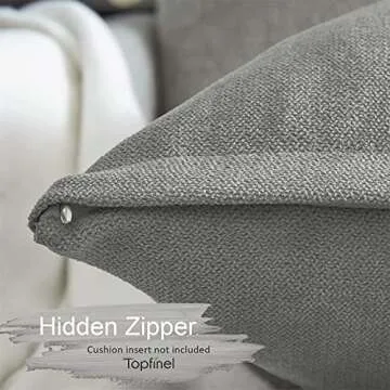 Top Finel Gray Decorative Throw Pillow Covers Large Soft Chenille Pillow Covers Solid Euro Pillowcas...
